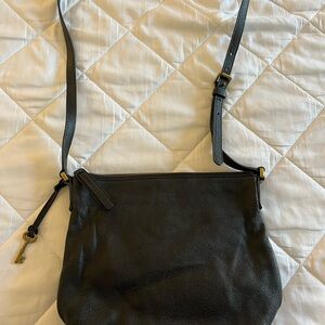 Fossil Black Leather Crossbody Bag